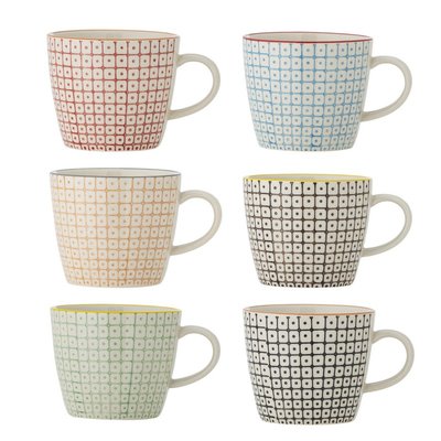 Tasses grès motif nordique  Carla set de 6 BLOOMINGVILLE