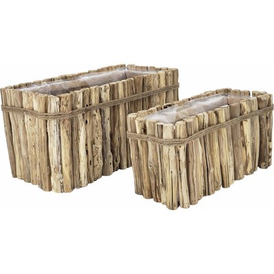 jardinière en bois naturel avec corde intérieur plastique RECOLLECTION