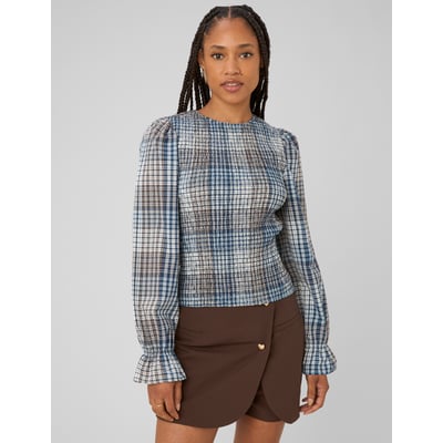 Blouse smockée à carreaux BZB