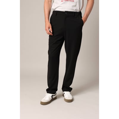 Pantalon droit en maille noire, taille élastiquée avec cordon de serrage THIAGO DEELUXE