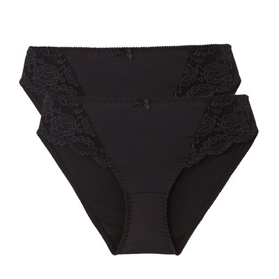 Lot de 2 slips en dentelle et microfibre Anthea ANNE WEYBURN