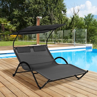 Balancelle de jardin 3 places grand confort avec coussins gris OUTSUNNY