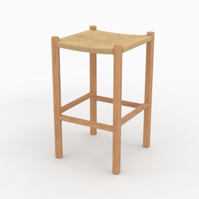 Tabouret pour ilot central 65 cm en teck et rotin (à l'unité) - KAÏA RENDEZ-VOUS DÉCO