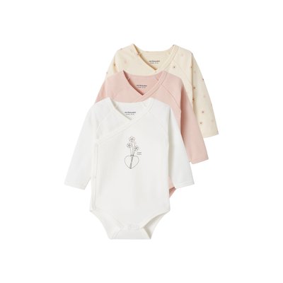 Lot de 3 bodies bouquets manches longues ouverture naissance VERTBAUDET