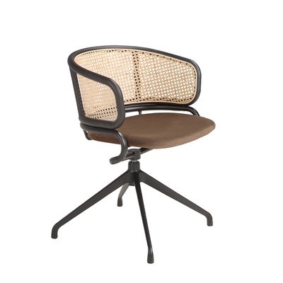 Chaise pivotante en velours et rotin ANGEL CERDA