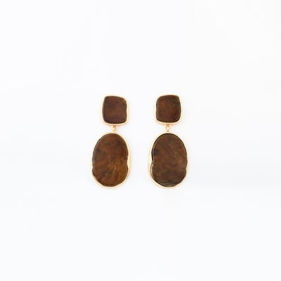 Boucles d'oreilles effet pierre marron BALABOOSTE