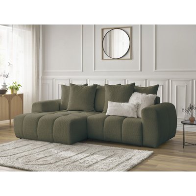Canapé d'angle convertible 3 places en tissu bouclette, ROXELANE BOBOCHIC