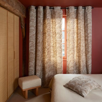 Rideau Arboreta Tamisant en Feuillage brodé Naturel 145x275 cm MADURA