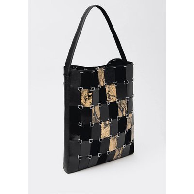Sac cabas en cuir patchwork combiné MANGO