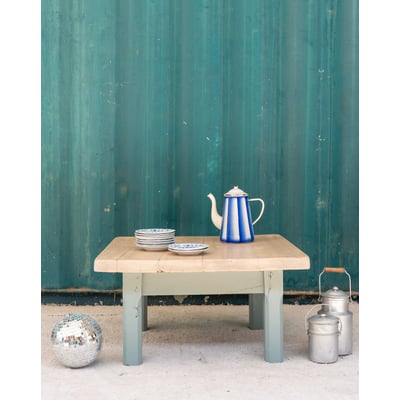 Table basse en bois vert d'eau Léonie N°1065 - Bon état DEBONGOUT