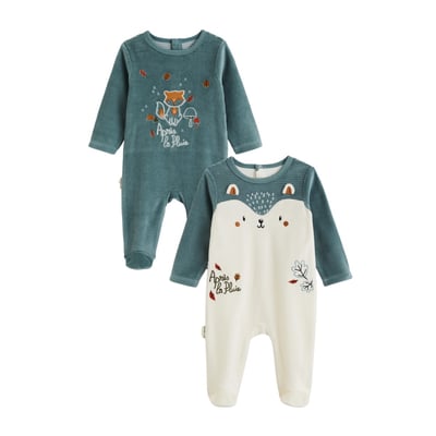 Lot de 2 pyjamas bébé en velours Ginkgo PETIT BEGUIN
