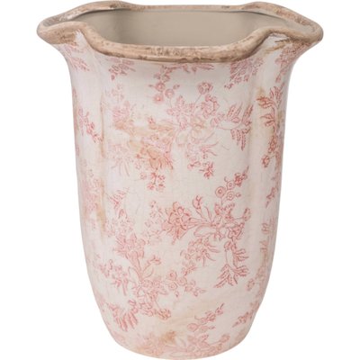 Vase en porcelaine ondulé motif floral  et RECOLLECTION