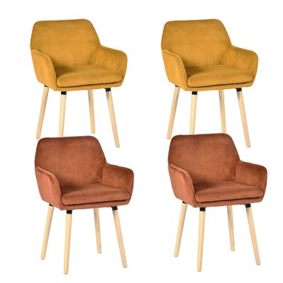 Lot de 4 chaises de salle à manger velours côtelé scandinave, ELIA MEUBLES COSY