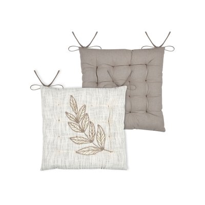 Galette de chaise feuillage  - Effet matière en coton brodé LOVELY CASA