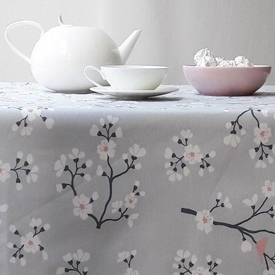 Nappe enduite ronde ou ovale CERISIER FLEUR DE SOLEIL