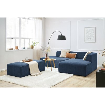 Canapé modulable 5 places en tissu texturé avec pouf, MEGEVE BOBOCHIC