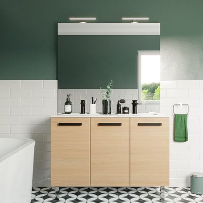 Meuble salle de bain double vasque 3 portes + miroir - CHELSEA HOMIFAB
