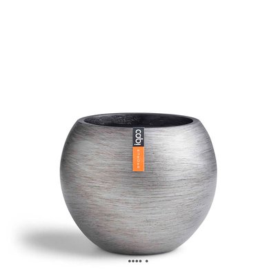 Joli pot rétro forme boule argent en matières synthétiques H 9 x D 10 cm Argent ARTIFICIELLES