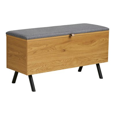 Banc coffre moderne avec assise en tissu gris VARDE PIER IMPORT