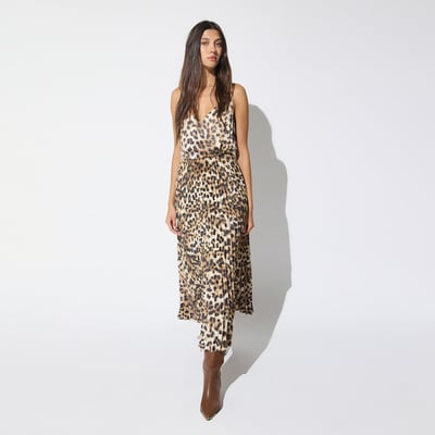 Robe combinée jupe plissée motif léopard LOLA CASADEMUNT
