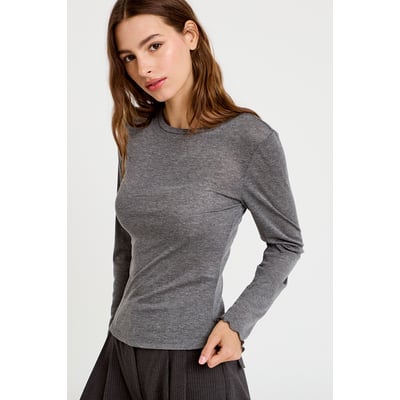 T-shirt ajusté col rond manches longues CACHE CACHE