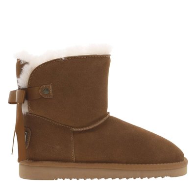 Boots croûte de cuir talon plat MUSTANG