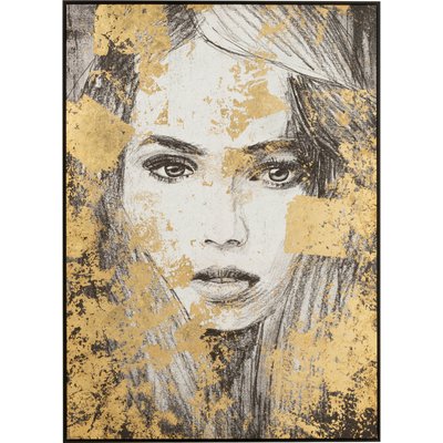 Tableau visage doré sur toile noire décoration murale élégante RECOLLECTION