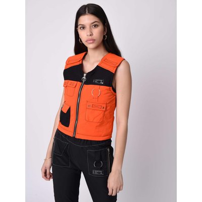 Gilet sans manches utility coutures contrastées empiècement mesh PROJECT X