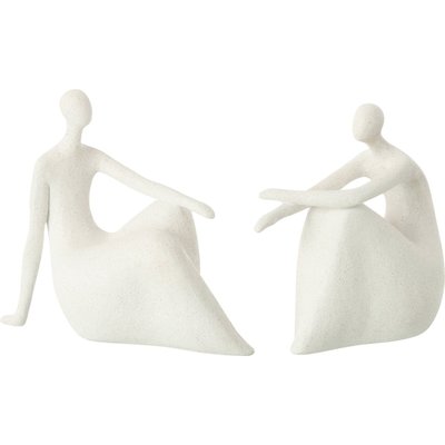 Figurine femme assise design moderne en résine blanche élégante RECOLLECTION