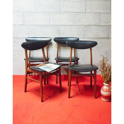 Lot de 4 chaises scandinaves Alma N°1624 - Bon état DEBONGOUT