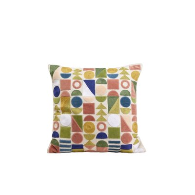 Housse de coussin en Appliqués de velours de coton et broderie chainette  DANDELIN MADURA
