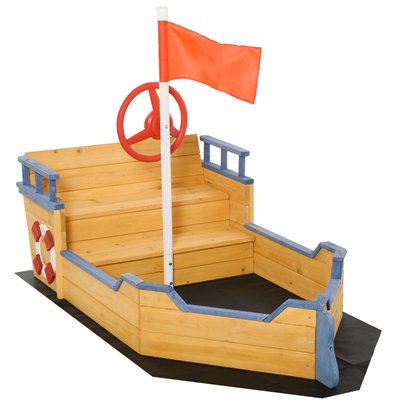 Bac à sable bateau de pirate multi-équipé bois sapin pré-huilé OUTSUNNY