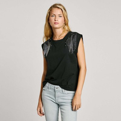 T-Shirt Avec Strass Sur Les Épaules PEPE JEANS