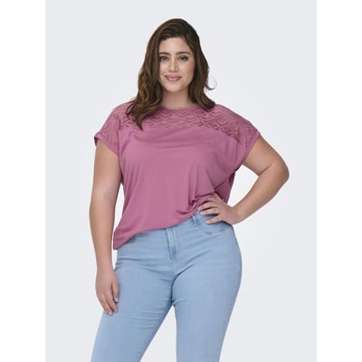 Haut Féminin Dentelle Et Voile Rose Poudré/écru - Taille 38 (M), Style Chemisier Léger, Occasion TBE