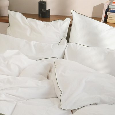 Taie d'oreiller en percale de coton lavé, DOUCEUR LAVÉE BLANC CERISE