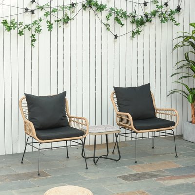 Ensemble salon de jardin 2 places 3 pièces style exotique OUTSUNNY