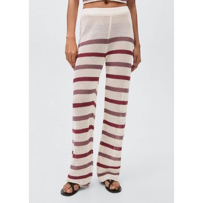Pantalon en maille ajourée à rayures MANGO TEEN