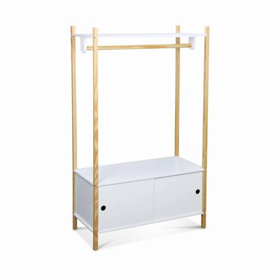 Penderie enfant bois massif 2 portes coulissantes avec portant TOBIAS SWEEEK