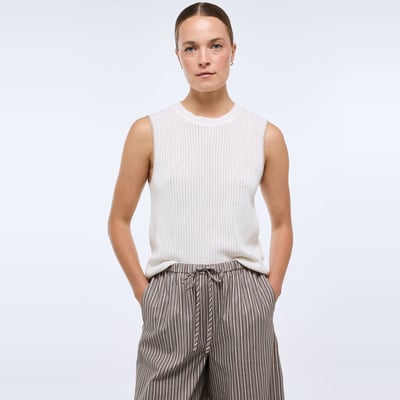 Débardeur en maille ajourée en coton MONOPRIX