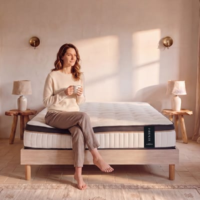 Ensemble Matelas EMERAUDE et Sommier SÉLÉNA - 24 cm d'épaisseur - Accueil moelleux, soutien mi-ferme MAISON AUBERTIN