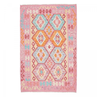 Tapis kilim, motif géométrique, tissé plat en laine naturelle UN AMOUR DE TAPIS