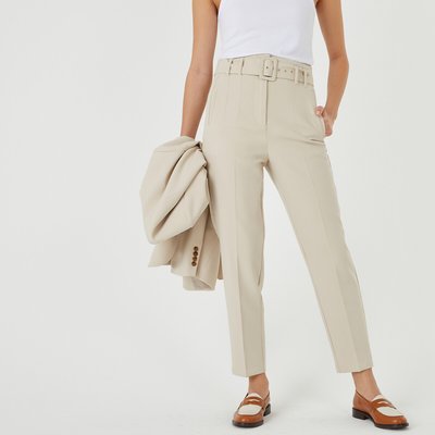 Beige high waisted trousers La Redoute