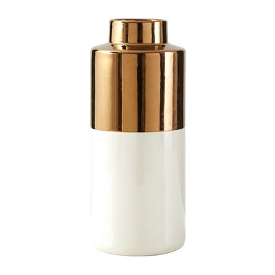 34cm Gold and White Metallic Vase SO'HOME