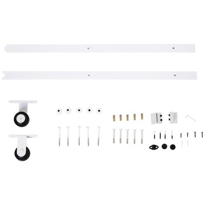 Kit de porte coulissante système galandage acier blanc HOMCOM