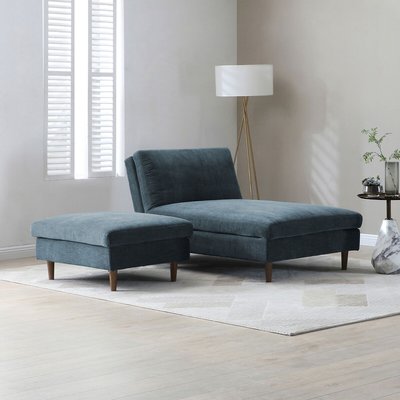 Sawyer Chenille Modular Click Clack Chaise Sofa Bed and Footstool SO'HOME