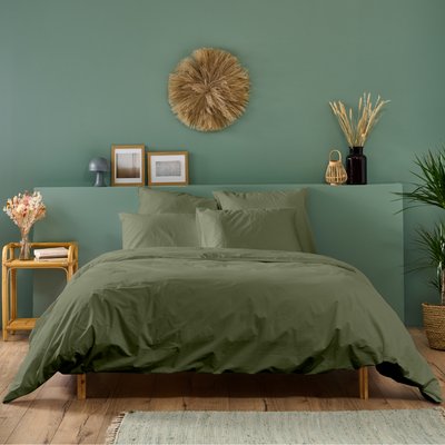 Parure de lit unie PERCALE DE COTON BLEU CALIN
