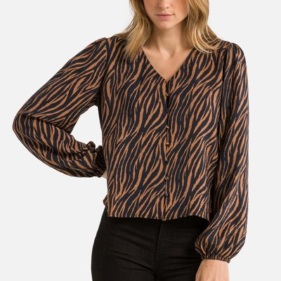 Bluse mit V-Ausschnitt und Printmuster JDY
