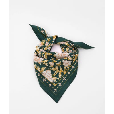 Petit foulard en coton - Bouquet du Matin Lagon BINDI ATELIER