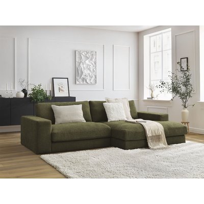 Canapé d'angle fixe 4 places en tissu texturé, LEONARD BOBOCHIC
