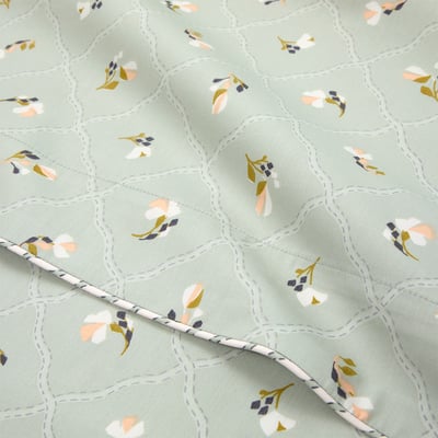 Drap plat en percale de coton vert, BERGAMOTE DESFORGES
